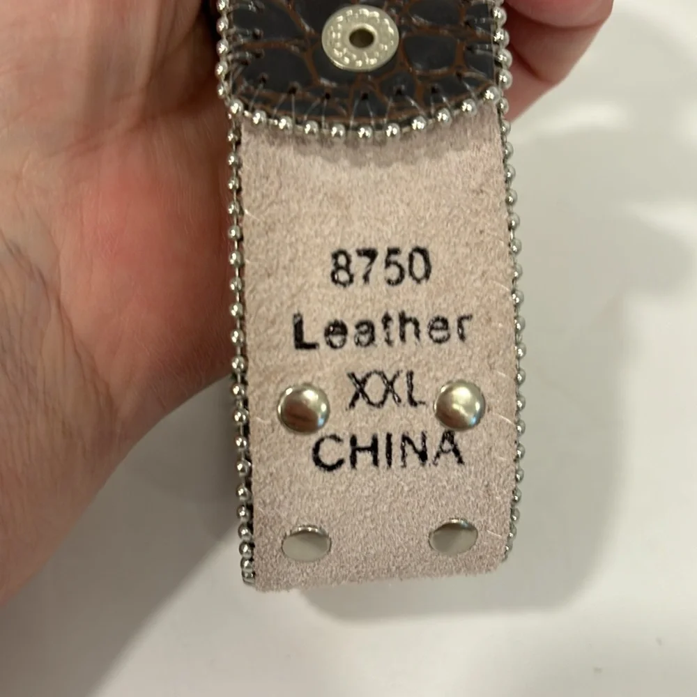 American Endurance Brown Leather XXL Belt with Rhinestones & Silver NWT